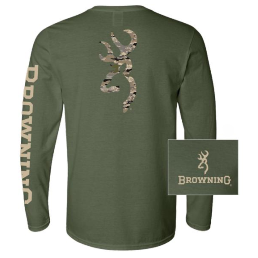BROWNING Graphic Long Sleeve Tee - Ovix Buckmark - Military Green
