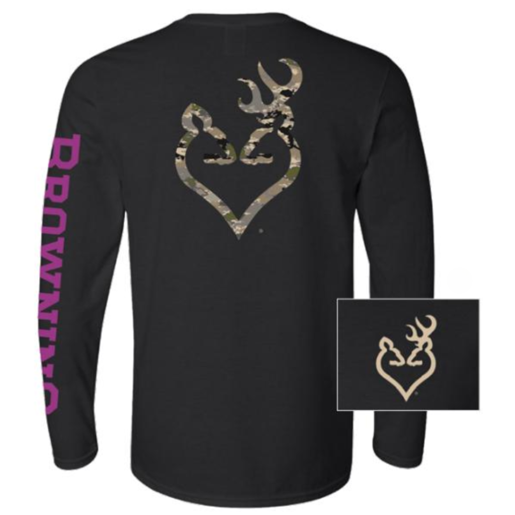 BROWNING Womens Graphic Long Sleeve Tee - Ovix Buckheart - Black